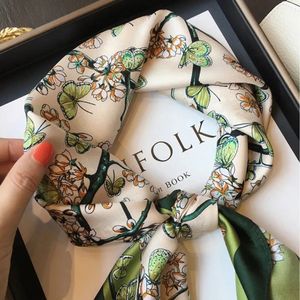 Silk Square Scarf Women Luxury Brand Print 100% echte hand Wirst Hijab Sjawl Design Wrap Neck Tie Hair Foulard Bandana