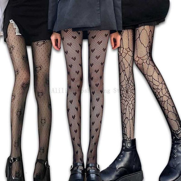 medias de seda encaje sexy Medias de encaje gótico Medias de malla Y2k Mujeres Medias de red blancas y negras Pantimedias Lencería sexy Cosplay Lolita Leggings para niñas