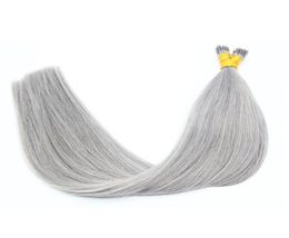 Silk recht Braziliaanse haargrijs kleurstick I tip Haarextensies 100 Remy HumanHair8740643