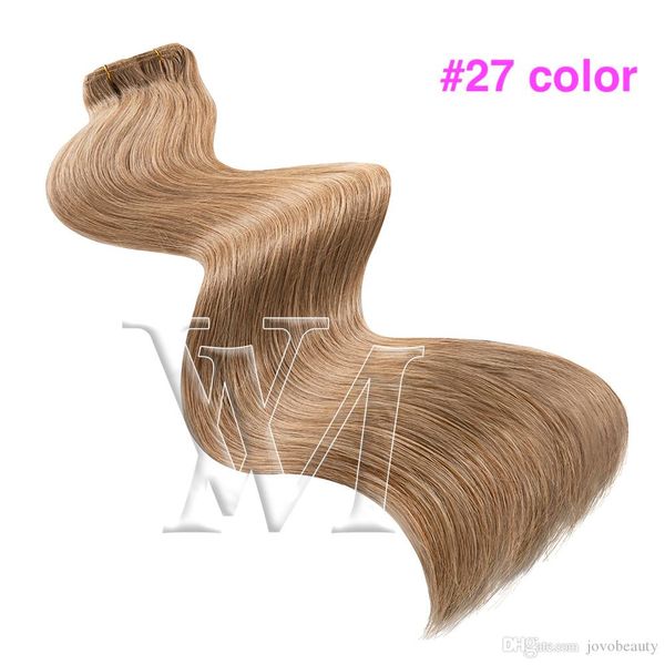 Seda Recta sin derramamiento Cabello humano brasileño ruso europeo Rubio remy Virgen 160g clip en extensiones