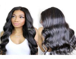 Zijden Top Volledige Kant Pruiken Body Wave Lijmloze Zijde Basis 44 Kanten Voorpruiken Maagdelijk Haar Met Babyhaar Voor Zwarte vrouwen2108087