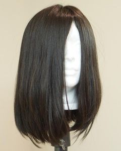 Perruque Bob en soie avec dentelle, cheveux humains européens vierges, Shevy Mono Cap, perruque juive, densité 150%, soyeuse, casher