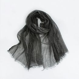 Silkwol Lange sjaal voor vrouwen Spring herfst licht pure sjaal bufandas luxe echte zijden vaste kleur gerimpelde sjaals hoofddoek 240415