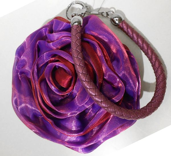 Soies et satins Rose fleur en forme d'embrayage bracelet porte-monnaie portefeuilles sacs de soirée pochette de mariage pour dame