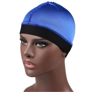 Solid Color Silky Caps Wide Band Elastische Hip Hop Biker Beanie Turban Mens Mode Haaraccessoires