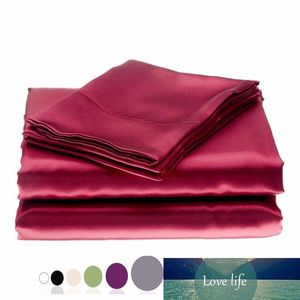 Parure de lit soyeuse et douce en satin mat solide sans brillant, poche profonde