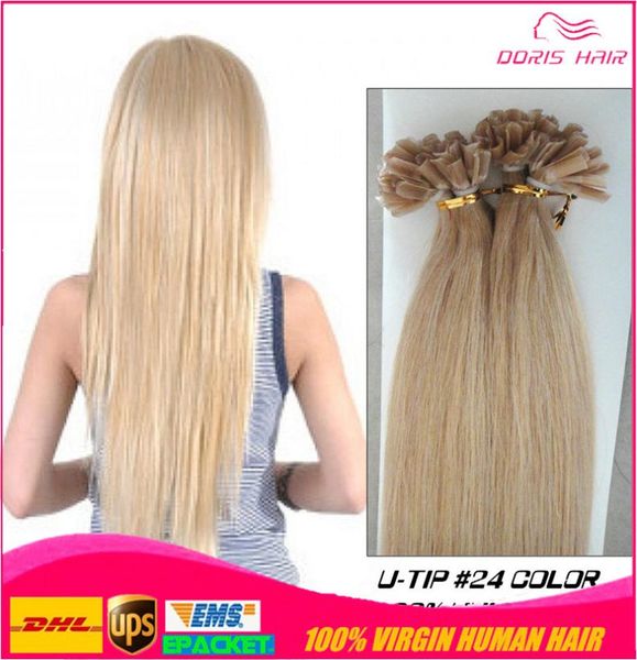 Siloso recto 100g prebonded queratina italiana punta u fusion fusion remy extensiones de cabello humano 100 hilos 16quot22quot4444344