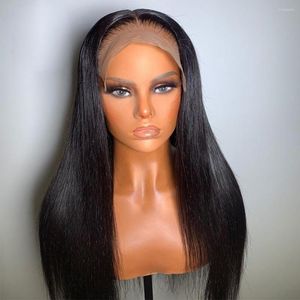 Perruque Lace Wig naturelle lisse et soyeuse, cheveux humains, suisse centrale, 13x4/6, pour femmes noires avec bébé