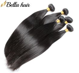 Cabelo virgem brasileiro reto e sedoso pacotes de extensão de cabelo humano 1230 Polegada trama de cabelo 4pcslot cor natural Bellahair4100197