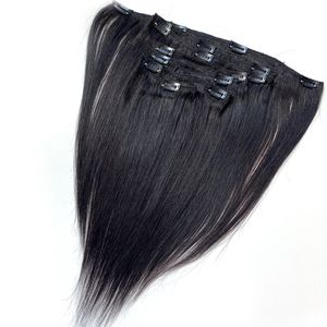 Clip ondulé droit soyeux dans les extensions de cheveux PU 100 g / lot Meilleure vente de cheveux bruts vierges péruviens brésiliens malaisiens indiens 100% Remy tissages de cheveux humains