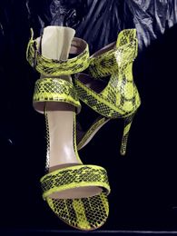 Silla-heersers Verzenden van lederen dames Patent gratis 2019 11 cm hoge hak schoenen open teen slang Snaker buckle sandalen bruiloftsfeestje 34-43 627 r