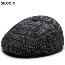 Siloqin Hiver Hommes Oreille Protecteurs Chapeau Épais Chaud Fluffy Bérets Pour Hommes Nouveau Simple Casual Casquettes Plates Béret Cap marques Papa 'S Chapeaux J220722