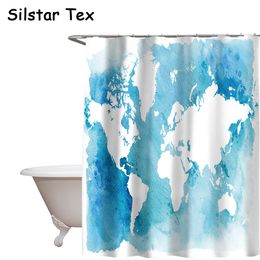 Silstar Tex Europe carte du monde impression 3D rideaux de bain plusieurs couleurs doublure de rideau de douche pour la décoration intérieure LJ200827