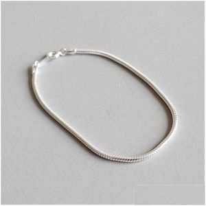 Zilver 100 925 Sterling Sier armbanden Bangle 2mm slangenketen Bracelet voor vrouwen Pseira Feminina 16 cm Drop levering sieraden Fijn DHBWR