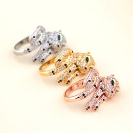 Zilver 18k gouden luipaard verlovingsringen voor vrouwen mannen grote diamanten ring ontwerper fijne sieraden trouwringfeestje verjaardag valentijnsdag belofte geschenken coole jongen