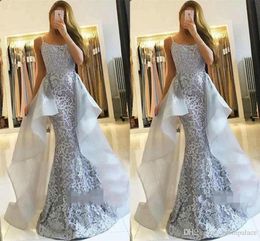 Zilver 2019 nieuwe mode zeemeermin prom avondjurken spaghetti riemen kant applique vloer lengte formele jurk prom jurken robes de bal