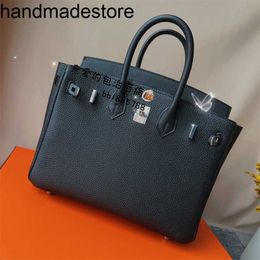 Sac de 25 cm en argent noir bk platine boucle allemand togo veau à main cousue miel honey wire à main pour les femmes faites à la main en cuir authentique