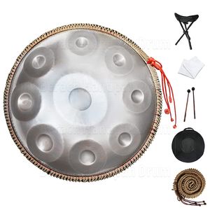 Tambor handpan plateado de 432HZ, 18 pulgadas, 9 notas G, tambor de lengua de acero menor, instrumento de meditación, tambor para principiantes, instrumento de yoga, regalo