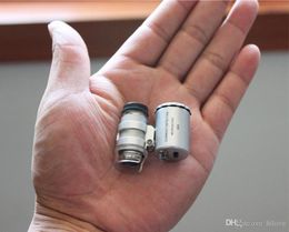 Zilver 60x 2 LED Mini Pocket Microscope vergroter Juwelier Loupe Loupes vergrootders hoge kwaliteit 5113534