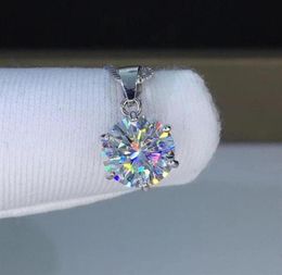 Pendientes redondos de joyería de plata 925 1 0CT Lab Diamond Collar Classic Seis Claw Posting para mujeres XDZ004273I7049541