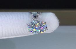 Silver 925 Joyas Round Pendants 1 0CT Lab Diamond Collar Classic Six Claw Colgante para mujeres XDZ004273I3913540