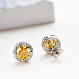 Boucles d'oreilles rondes en argent 925, 2 carats, taille brillant, Test passé de couleur D, bijoux en pierres précieuses pour femmes, 240112