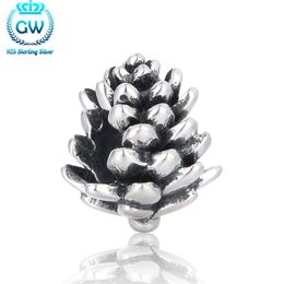 Zilver 925 Pinecone Charms Past Pan Armband op Kerstdag Charme Kralen DIY Sieraden Maken Merk GW T095-25 Q0531