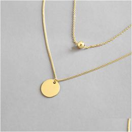 Zilver 925 Sterling Sier MTI -laag ketting Kettingen voor vrouwen Nieuwe eenvoudige geometrische ronde kralen hanger ketting fijne sieraden drop deli dhdgm