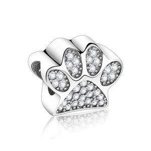 Argent 925 Sterling Sier jouet chien imprimé patte d'ours Zircon pierre perles ajustement Original bracelet à breloques pour faire Berloque DIY9272913 Drop D Dhv98