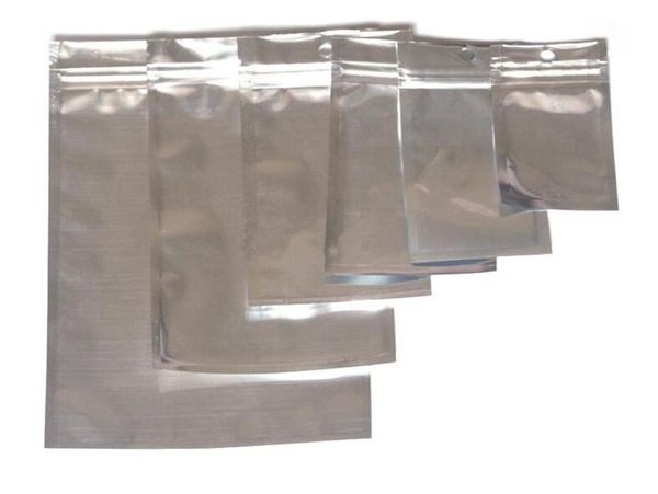 Foil en aluminium argenté transparent claire vanne refermable zipper en plastique de vente au détail d'emballage d'emballage à glissière Sac de poche 1220 1522cm8421626