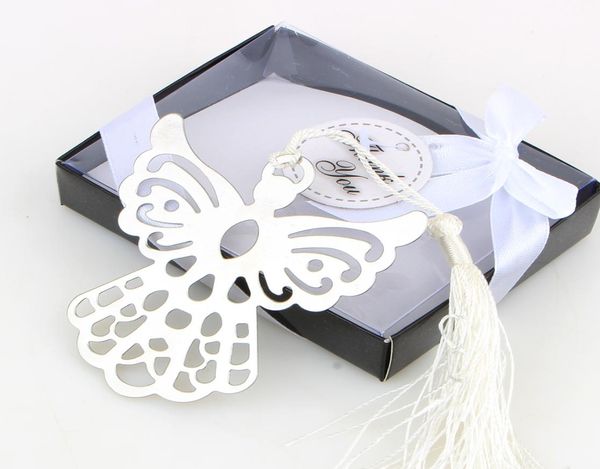 Silver Angel Bookmark pour le baptême Baby Shower Souvenirs Party Baptême cadeau cadeaux de mariage pour l'invité 50pcs cadeau Box8959670