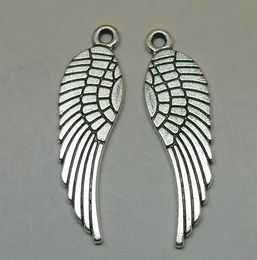 Zilveren engel vleugel voor sieraden charms hangers groothandel 30x10mm match ketting mode decoratie voor mannen xmas gift statement accessoire