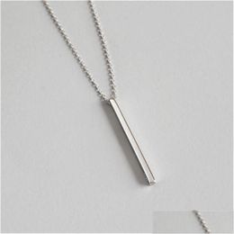 Silber Authentische 925 Sterling Silber Bar Anhänger Choker Halsketten Neue Chic Geometrische Halskette Edlen Schmuck Für Frauen Collares Drop deli Dhtlu