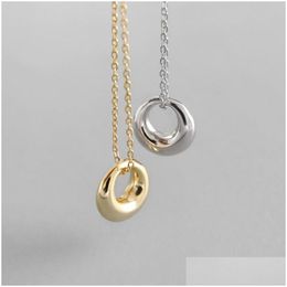 Zilveren authentieke 925 sterling sier geometrische cirkel hanger kettingen voor vrouwen nieuwe eenvoudige sieraden moeder geschenken drop levering fijn dhvoa