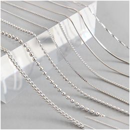 Plata auténtica 925 Sterling Sier Link Chain Necklace Fit para colgantes Mujeres Accesorios de joyería para hombre Regalo Drop Entrega Fine Dhfrq