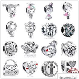 Argento autentico argento sterling 925 perline di metallo per ragazze ragazzi adolescenti adatti braccialetti originali Pandora Charm fai da te donna Drop Delive Dhjvx