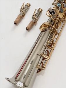 Saxophone soprano professionnel b-flat argenté, tout argent, de qualité professionnelle, jouant des instruments de jazz