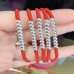 Zilveren kraal strengen verstelbare armband handgemaakte rode touw hand string