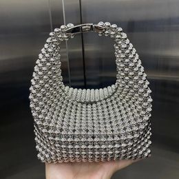 Zilveren kralen handtassen voor dames mode trendy draagbare portemonnee partij kralen schoudertassen 231220