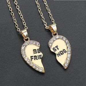 Plata mejores amigos amistad corazón colgante cristal corazón roto collares para mujeres boda fiesta joyería regalo