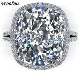 Silver Big Promise Ring 925 Sterling Vecalon 2019 Cushion Cut 8ct Diamond CZ Anillos de alianza de bodas para mujeres Joyería5401038