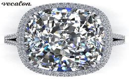 zilver Big Promise Ring 925 sterling Vecalon 2019 Kussen geslepen 8ct Diamond Cz Engagement Wedding band ringen voor vrouwen Mannen Sieraden6740825