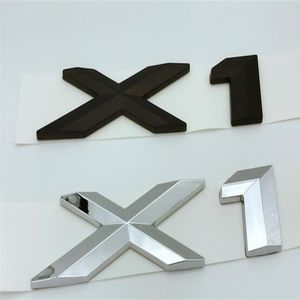 Zilver zwart 3D hoge kwaliteit ABS X1 Number Trunk Letters Badge Emblem Letter Sticker voor BMW X1212A