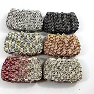 Zilver Zwart Champagne 6 Kleuren Avond Kristal Strass Clutch Ontwerp Edelsteen Party Bruiloft Diamant Portemonnees Bags250z