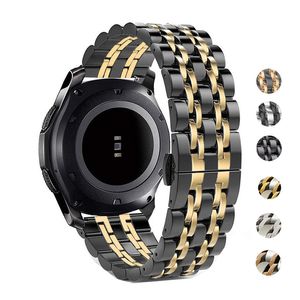 Zilveren Zwarte Interfase Ontmoet Gouden Horlogeband Strap Seven Bead Roestvrijstalen Butterfly Clasp Polsband 20 22mm voor Samsung Watch AccessoRie