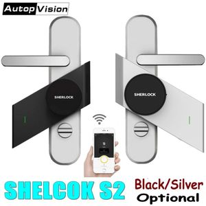 Argent / Noir Sherlock S2 Serrure à clé intelligente Serrure de porte électronique Bluetooth sans fil Ouvrir ou fermer le travail de la porte Smart App Control Y200407