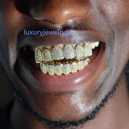 zilveren Bling hiphop grillz mal kit de dent VVS moissanite ZIRCON iced out Gold grills tanden grillz aangepaste grillz voor tanden
