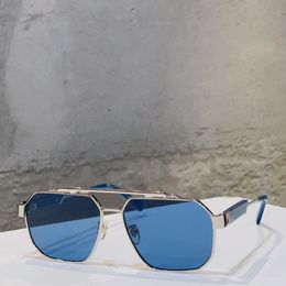 Silberblaue quadratische Sonnenbrille für Herren, Sommer-Sonnenbrille, Sonnenbrille, UV400, mit Box