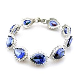 Zilveren armband natuurlijke tanzanite steen sieraden vrouwen armband grote steen bruiloft armband