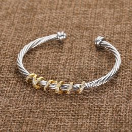 bracelet argenté bracelets torsadés bijoux en or pour hommes en diamant perlé biangle amour manchette de mode bijoux joelry feme fêtard mariage cadeau en gros